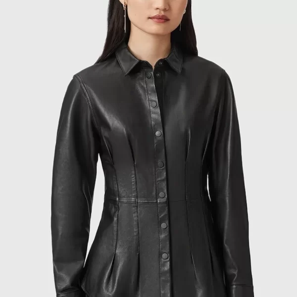 AllSaints Δερμάτινο πουκάμισο AllSaints LARSON