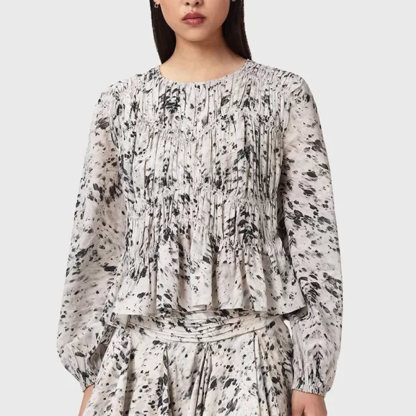 AllSaints AllSaints μπλούζα με βολάν γυναικεία με βισκόζη MELANI