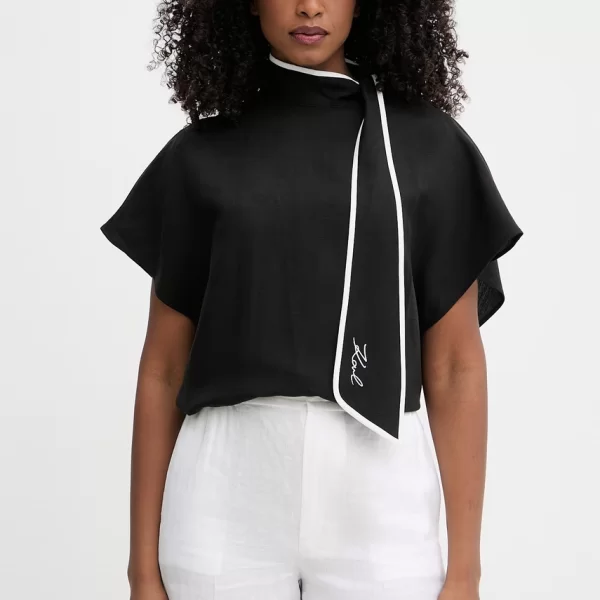 Karl Lagerfeld Karl Lagerfeld μπλούζα Γυναικεία με πρόσμιξη λινού