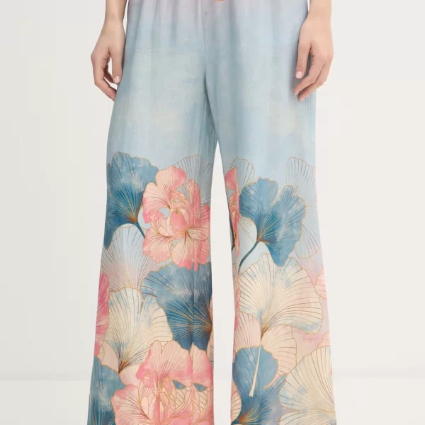 Gaudi Gaudi παντελόνι ίσιο γυναικείο με λινό