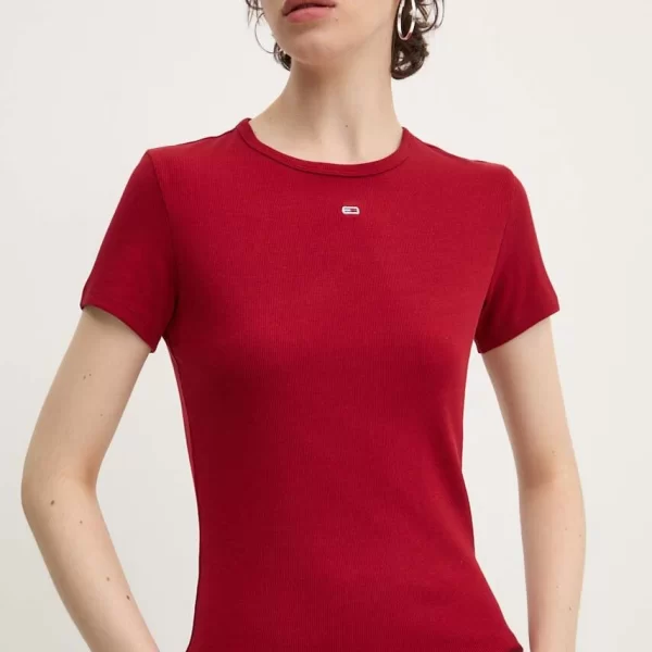 TOMMY JEANS Tommy Jeans Βασικό t-shirt γυναικείο βαμβακερό με ελαστάν