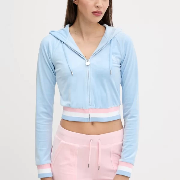 Juicy Couture Μπλούζα Juicy Couture VELOUR CROPPED STRIPE HOODIE