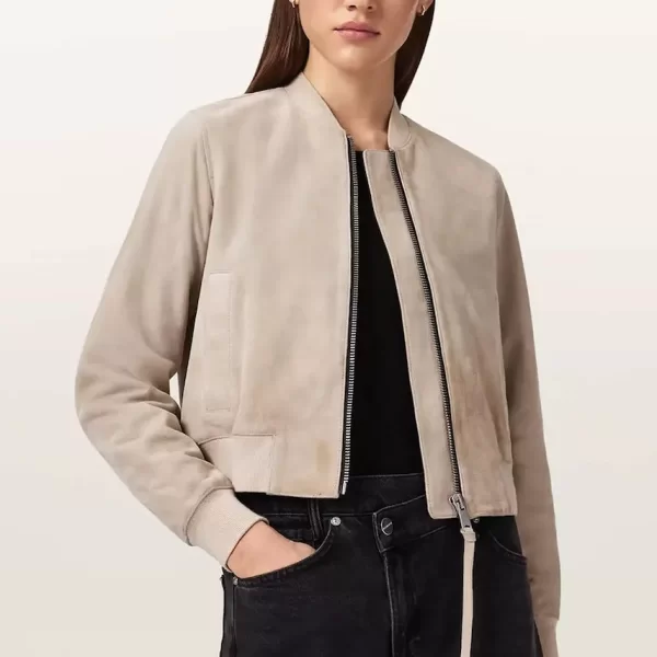 AllSaints AllSaints bomber γυναικείο δερμάτινο σουέτ ORTEN