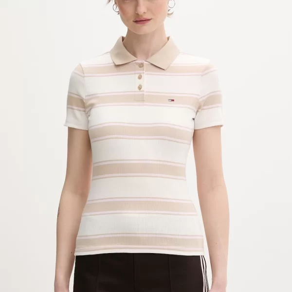 TOMMY JEANS Tommy Jeans Πόλο γυναικείο βαμβάκι με ελαστάν