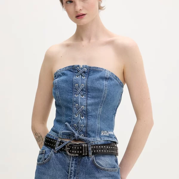 KARL LAGERFELD JEANS Karl Lagerfeld Jeans μπλούζα κορσές γυναικεία βαμβακερή