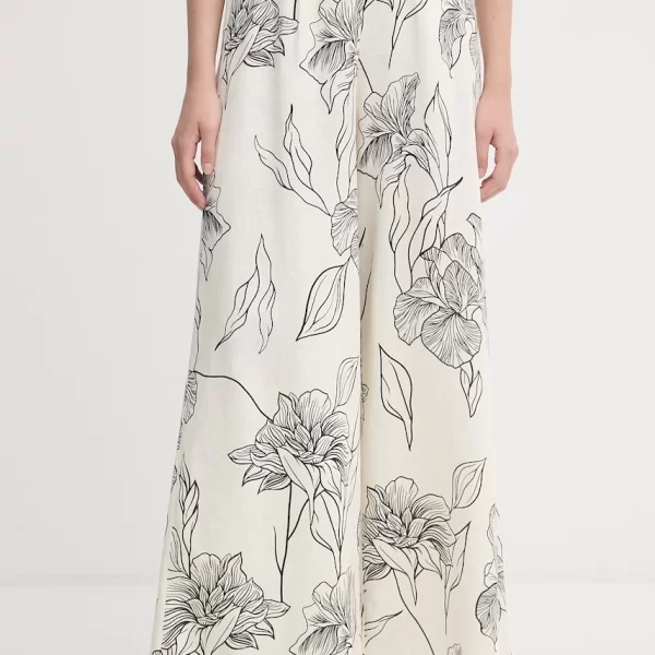 Gaudi Gaudi παντελόνι palazzo γυναικείο με λινό