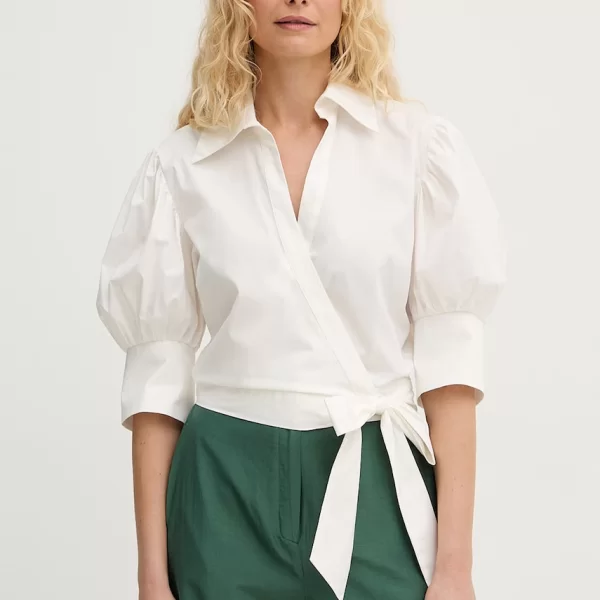 TWINSET Twinset κρουαζέ μπλούζα γυναικεία βαμβακερή με ελαστάν