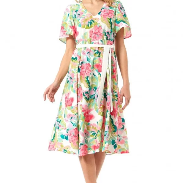 Anna Raxevsky ΦΛΟΡΑΛ ΜΙΝΤΙ ΦΟΡΕΜΑ ΜΕ ΛΑΙΜΟΚΟΨΗ 