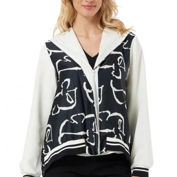 Anna Raxevsky ΑΣΠΡΟΜΑΥΡΟ OVERSIZED ΜΠΟΥΦΑΝ ΜΕ ΚΟΥΚΟΥΛΑ