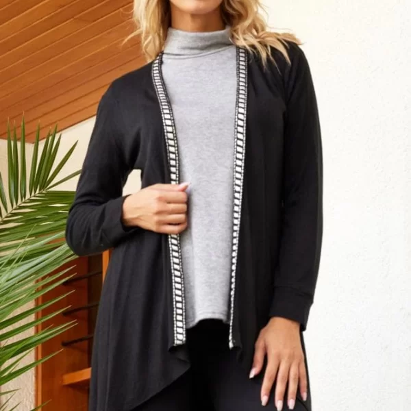 Anna Raxevsky ΜΑΥΡΗ ΠΛΕΚΤΗ ΑΣΥΜΜΕΤΡΗ ΖΑΚΕΤΑ ΜΕ ΤΡΕΣΑ