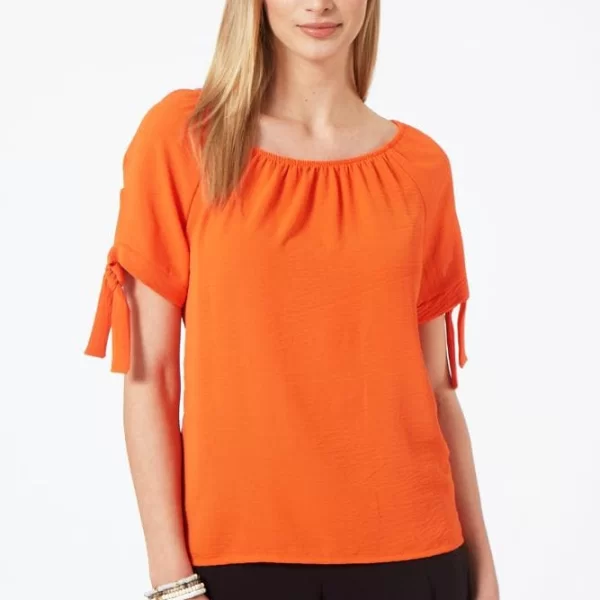 Anna Raxevsky ΠΟΡΤΟΚΑΛΙ ΜΠΛΟΥΖΑ ΜΕ ΛΑΣΤΙΧΟ ΣΤΟΥΣ ΩΜΟΥΣ