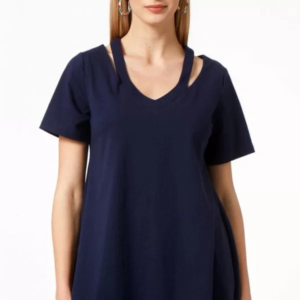 Anna Raxevsky ΜΠΛΕ ΚΟΝΤΟΜΑΝΙΚΗ ΜΠΛΟΥΖΑ ΜΕ ΑΝΟΙΓΜΑΤΑ ΣΤΗΝ ΛΑΙΜΟΚΟΨΗ