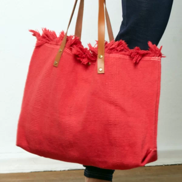 Anna Raxevsky ΚΟΡΑΛΙ ΥΦΑΣΜΑΤΙΝΗ ΜΕΓΑΛΗ SHOPPER BAG