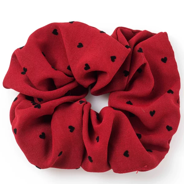 Anna Raxevsky ΚΟΚΚΙΝΟ SCRUNCHIE ΜΕ ΜΑΥΡΕΣ ΚΑΡΔΟΥΛΕΣ