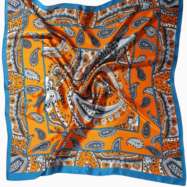 Anna Raxevsky ΠΟΡΤΟΚΑΛΙ ΜΑΝΤΗΛΙ ΛΑΙΜΟΥ ΜΕ ΜΕΤΑΞΩΤΗ ΥΦΗ ΜΕ ΜΠΛΕ ΣΧΕΔΙΑ