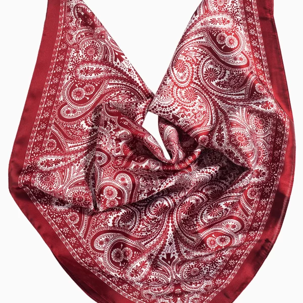 Anna Raxevsky ΚΟΚΚΙΝΟ ΜΑΝΤΗΛΙ ΛΑΙΜΟΥ ΜΕ ΜΕΤΑΞΩΤΗ ΥΦΗ ΜΕ ΛΕΥΚΑ ΣΧΕΔΙΑ