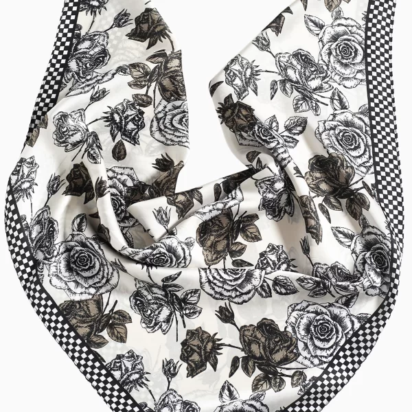 Anna Raxevsky ΛΕΥΚΟ ΜΑΝΤΗΛΙ ΛΑΙΜΟΥ ΜΕ ΜΕΤΑΞΩΤΗ ΥΦΗ ΚΑΙ ΤΡΙΑΝΤΑΦΥΛΛΑ