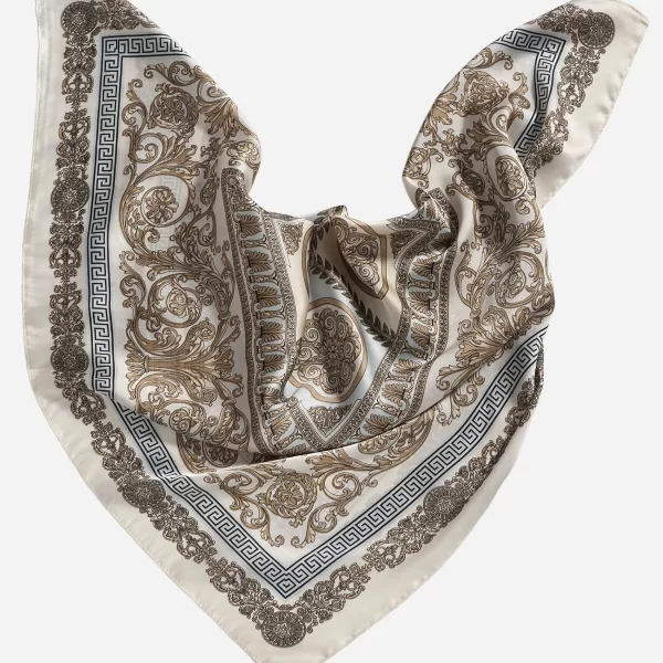 Anna Raxevsky ΛΕΥΚΟ ΜΑΝΤΗΛΙ ΛΑΙΜΟΥ ΜΕ ΜΕΤΑΞΩΤΗ ΥΦΗ ΚΑΙ ΚΑΦΕ ΣΧΕΔΙΑ