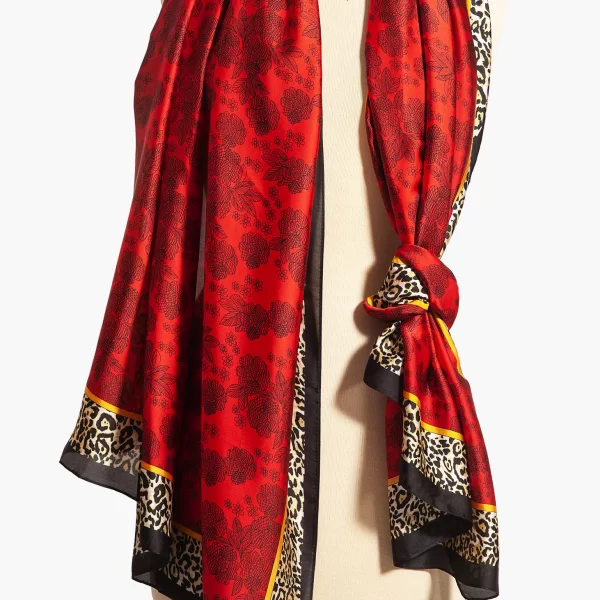 Anna Raxevsky ΚΟΚΚΙΝΗ ΕΣΑΡΠΑ ΜΕ ΜΕΤΑΞΩΤΗ ΥΦΗ ΚΑΙ ΣΚΟΥΡΟ ΠΕΡΙΓΡΑΜΜΑ