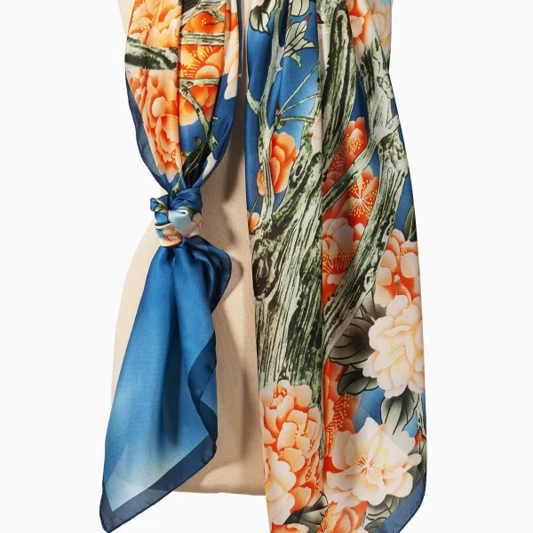 Anna Raxevsky ΜΠΛΕ ΕΣΑΡΠΑ ΜΕ ΜΕΤΑΞΩΤΗ ΥΦΗ ΚΑΙ ΣΧΕΔΙΑ ΛΟΥΛΟΥΔΙΟΥ ΚΑΙ ΔΕΝΤΡΟΥ ΠΑΝΩ