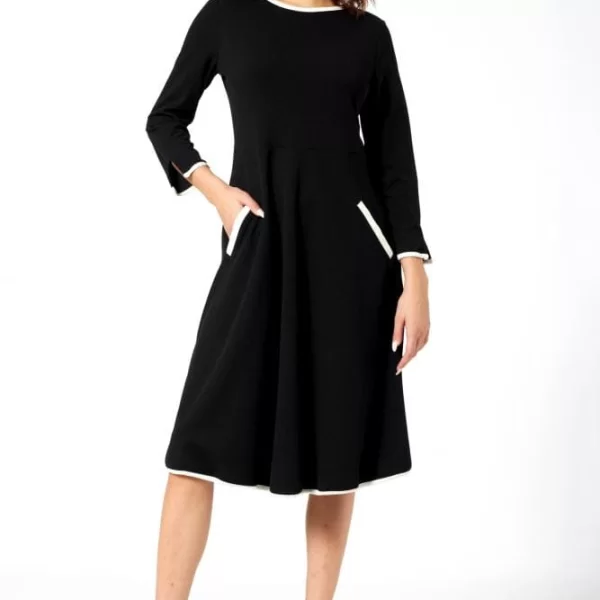 Anna Raxevsky ΜΑΥΡΟ ΦΟΡΕΜΑ ΜΕ ΑΣΠΡΟ ΡΕΛΙ