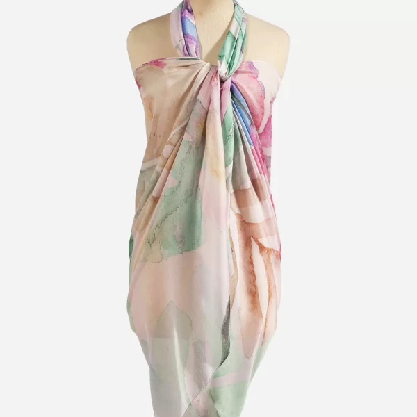 Anna Raxevsky ΡΟΖ ΕΣΑΡΠΑ ΜΕ ΠΡΑΣΙΝΕΣ, ΜΠΛΕ ΚΑΙ ΜΩΒ ΛΕΠΤΟΜΕΡΕΙΕΣ