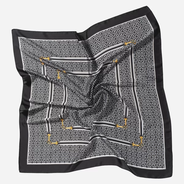 Anna Raxevsky ΜΑΥΡΟ ΜΑΝΤΗΛΙ ΛΑΙΜΟΥ ΜΕ ΜΕΤΑΞΩΤΗ ΥΦΗ ΚΑΙ ΛΕΥΚΑ ΣΧΕΔΙΑ