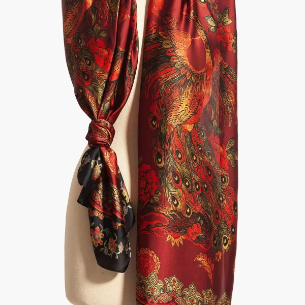 Anna Raxevsky ΚΟΚΚΙΝΗ ΕΣΑΡΠΑ ΜΕ ΜΕΤΑΞΩΤΗ ΥΦΗ ΚΑΙ ΣΧΕΔΙΑ ΠΑΓΩΝΙΟΥ