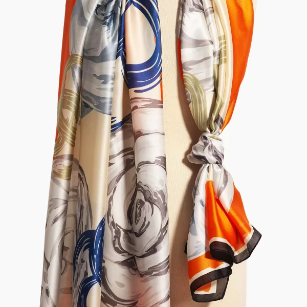 Anna Raxevsky ΕΣΑΡΠΑ ΜΕ ΜΕΤΑΞΩΤΗ ΥΦΗ ΣΕ ΠΟΡΤΟΚΑΛΙ, ΛΕΥΚΟ ΚΑΙ ΜΠΛΕ ΧΡΩΜΑΤΑ