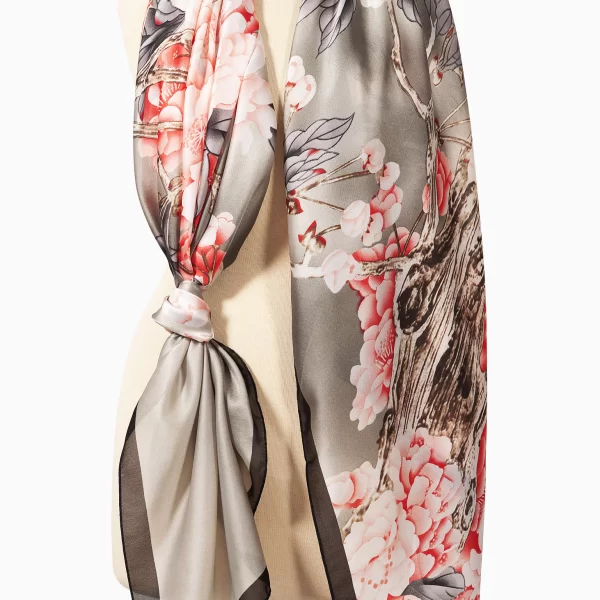 Anna Raxevsky ΓΚΡΙ ΕΣΑΡΠΑ ΜΕ ΜΕΤΑΞΩΤΗ ΥΦΗ ΚΑΙ ΜΕ ΡΟΖ ΛΟΥΛΟΥΔΙΑ ΠΑΝΩ