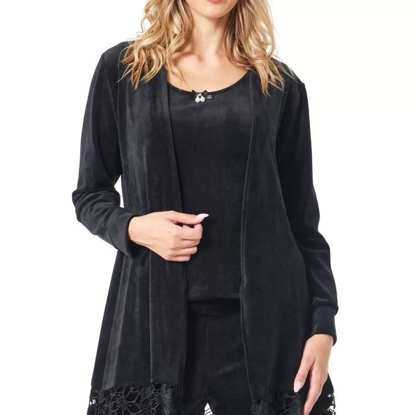 Anna Raxevsky ΜΑΥΡΗ ΒΕΛΟΥΔΙΝΗ ΖΑΚΕΤΑ ΜΕ ΔΑΝΤΕΛΑ