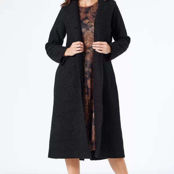 Anna Raxevsky ΜΑΥΡΟ ΜΠΟΥΚΛΕ ΜΑΚΡΥ ΠΑΛΤΟ