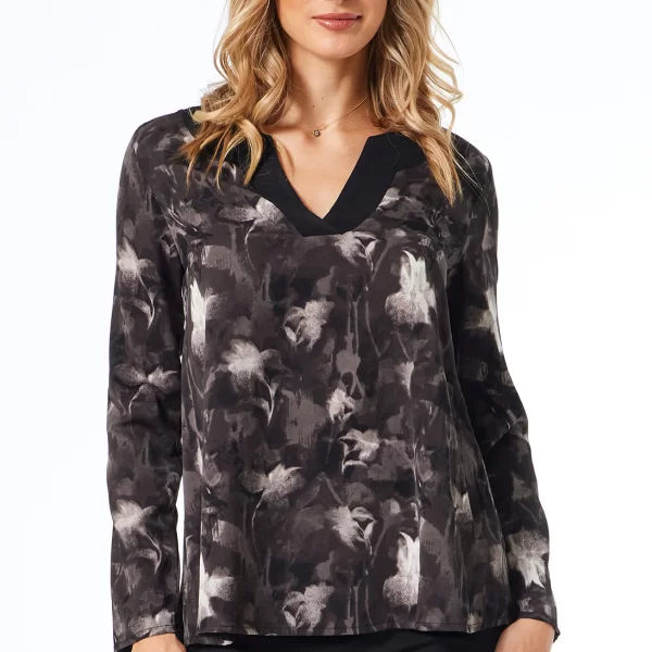 Anna Raxevsky ΓΚΡΙ ΦΛΟΡΑΛ ΜΠΛΟΥΖΑ ΜΕ ΦΑΣΑ