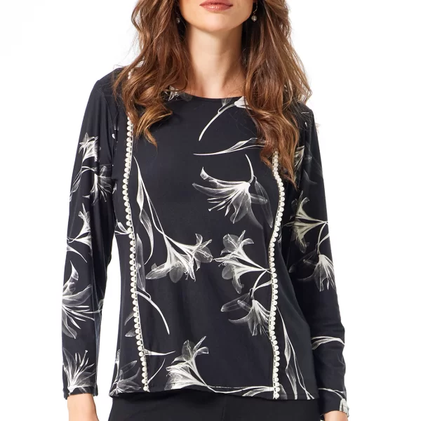 Anna Raxevsky ΦΛΟΡΑΛ ΠΛΕΚΤΗ ΜΠΛΟΥΖΑ ΜΕ ΠΕΡΛΕΣ