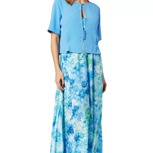 Anna Raxevsky ΓΑΛΑΖΙΑ CROP TOP ΖΑΚΕΤΑ ΜΕ ΠΙΕΤΕΣ