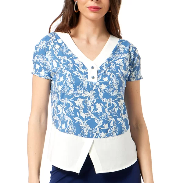 Anna Raxevsky ΜΠΛΕ INDIGO ΜΠΛΟΥΖΑ ΜΕ ΛΕΥΚΕΣ ΛΕΠΤΟΜΕΡΕΙΕΣ