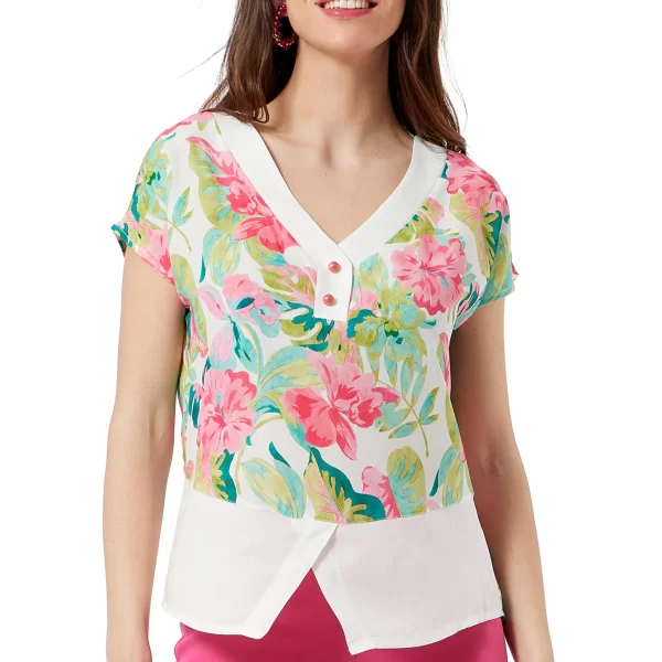 Anna Raxevsky ΦΛΟΡΑΛ ΖΑΠΟΝΕ ΜΠΛΟΥΖΑ ΜΕ ΛΕΥΚΕΣ ΛΕΠΤΟΜΕΡΕΙΕΣ