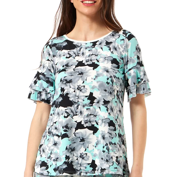 Anna Raxevsky ΦΛΟΡΑΛ ΜΠΛΟΥΖΑ ΜΕ ΔΙΠΛΟ ΒΟΛΑΝ