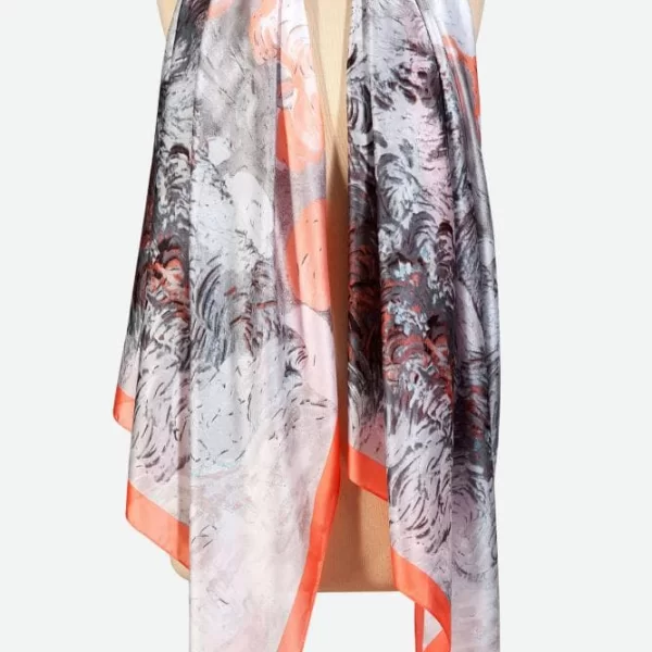 Anna Raxevsky ΛΕΥΚΟ ΜΕ ΜΑΥΡΟ ΣΧΕΔΙΟ ΚΑΙ ΠΟΡΤΟΚΑΛΙ ΠΕΡΙΓΡΑΜΜΑ ΕΣΑΡΠΑ/ΠΑΡΕΟ ΜΕ ΜΕΤΑΞΩΤΗ ΥΦΗ