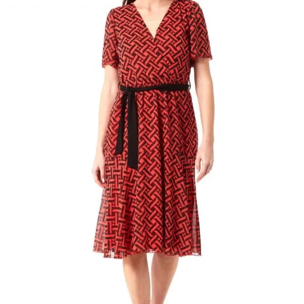 Anna Raxevsky ΚΟΚΚΙΝΟ ΚΡΟΥΑΖΕ MIDI ΓΕΩΜΕΤΡΙΚΟ ΦΟΡΕΜΑ