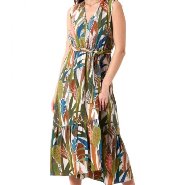 Anna Raxevsky ΦΛΟΡΑΛ MIDI ΑΜΑΝΙΚΟ ΦΟΡΕΜΑ ΜΕ ΛΑΣΤΙΧΟ ΣΤΗ ΜΕΣΗ