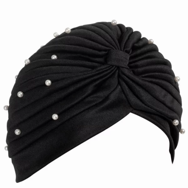 Anna Raxevsky ΜΑΥΡΟ ΤΟΥΡΜΠΑΝΙ ΜΕ ΠΕΡΛΕΣ