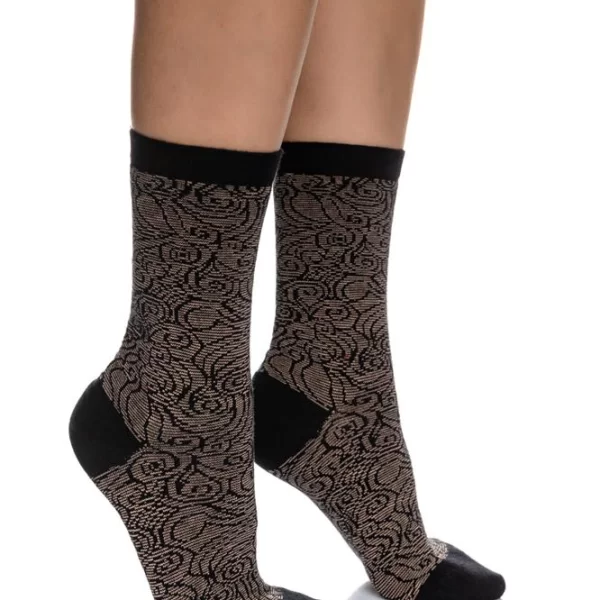 INIZIO ΓΥΝΑΙΚΕΙΑ ΒΑΜΒΑΚΕΡΗ ΚΑΛΤΣΑ ΜΕ ΣΧΕΔΙΟ ΚΕΝΤΗΜΑ 3131-2 ΜΑΥΡΟ/ΧΡΥΣΟ