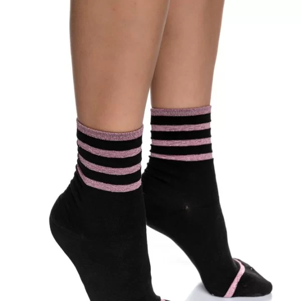 INIZIO ΓΥΝΑΙΚΕΙΑ ΒΑΜΒΟΟ ΚΑΛΤΣΑ INIZIO ΜΕ ΣΧΕΔΙΟ ΧΟΝΤΡΗ ΡΙΓΑ LUREX 3133-2 ΜΑΥΡΟ/ΡΟΖ