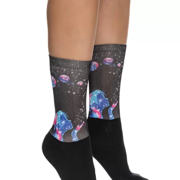 INIZIO ΓΥΝΑΙΚΕΙΑ ΒΑΜΒΑΚΕΡΗ ΚΑΛΤΣΑ ΙΝΙΖΙΟ ΜΕ ΤΥΠΩΜΕΝΟ ΣΧΕΔΙΟ ΠΛΑΝΗΤΕΣ 3196-04 ΜΑΥΡΟ/ΜΠΛΕ/ΦΟΥΞ