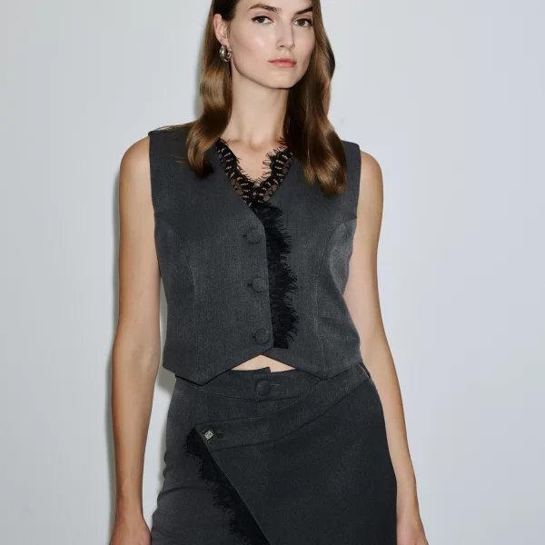  Γιλέκο Με Δαντέλα & Κουμπιά DELAVU