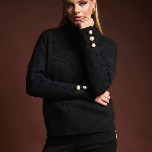  Πλεκτό Ριμπ Ζιβάγκο Με Διακοσμητικά Κουμπιά