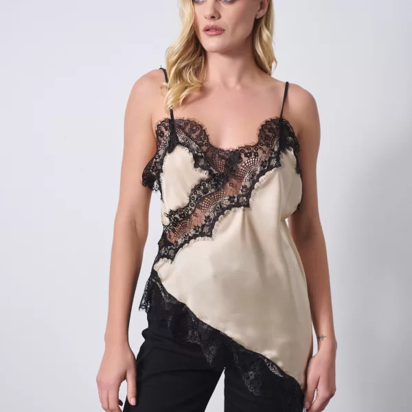 Τοπ Σατέν Με Δαντέλα & Ρυθμιζόμενες Τιράντες