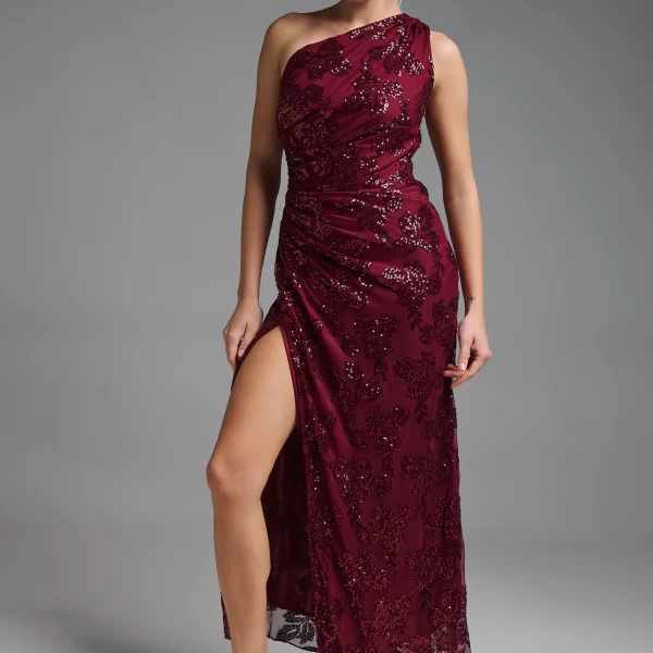  Φόρεμα Μακρύ Έναν Ώμο Με Πούλιες & Σούρες