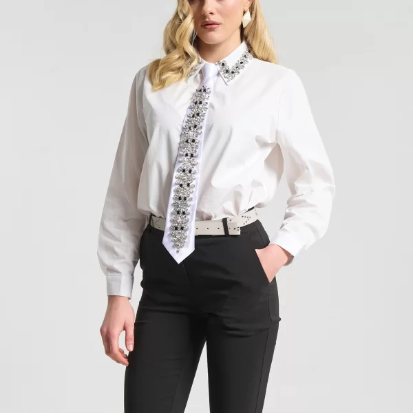  Πουκάμισο Με Διακοσμητική Γραβάτα & Στρας